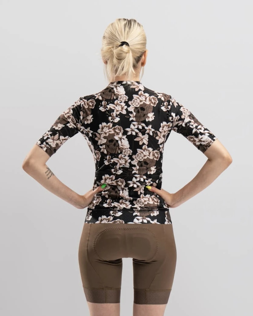 Damska koszulka kolarska Flower Skulls 4