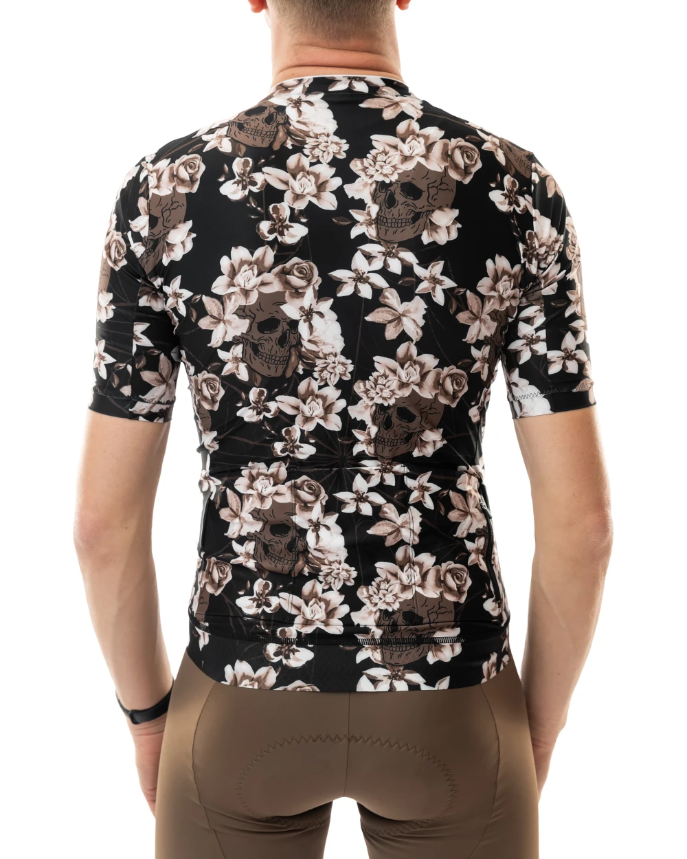 Męska koszulka kolarska Flower Skulls